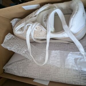 Steve Madden White and Tan Sneakers